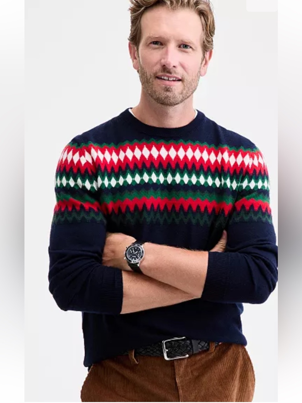 New! Charter club men’s small fair isle merino wool blend crew neck sweater.